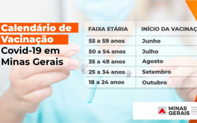 Calendário da vacinação contra covid-19 em MG prevê 1ª dose até outubro para todos os mineiros acima de 18 anos
